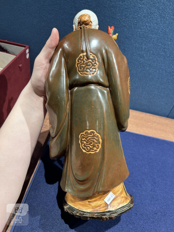 民国 曾龙升粉彩寿星瓷塑 - 图6